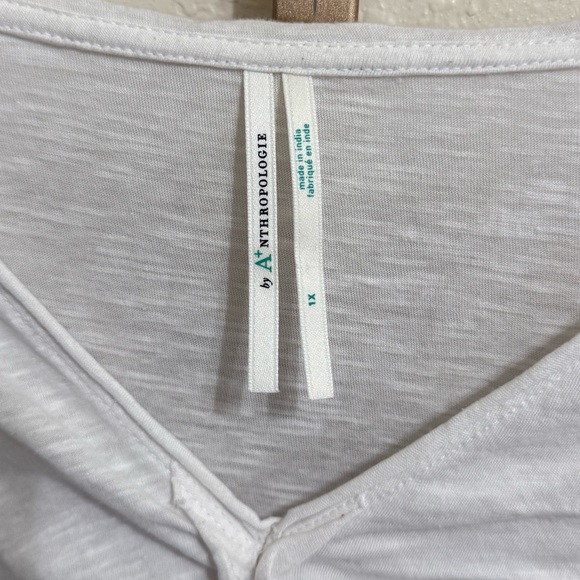 Anthropologie Dreamy Ruched Ruffle White Top Size 1X - Picture 5 of 9